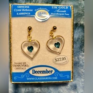 Genuine crystal, 22k gold accent earrings